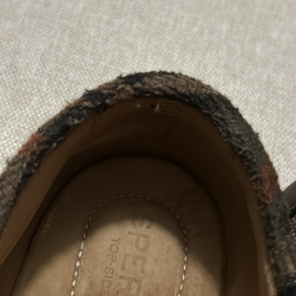 Sperry Top Sider Shoes-Wmns Sz 9-Dark Brown with Plaid Flannel Trim-Leather Ties - Picture 15 of 15